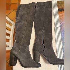 Dolce Vita Charcoal Suede Over-the-Knee Block Heel Boots